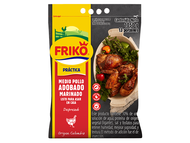 Medio Pollo Adobado listo para asar